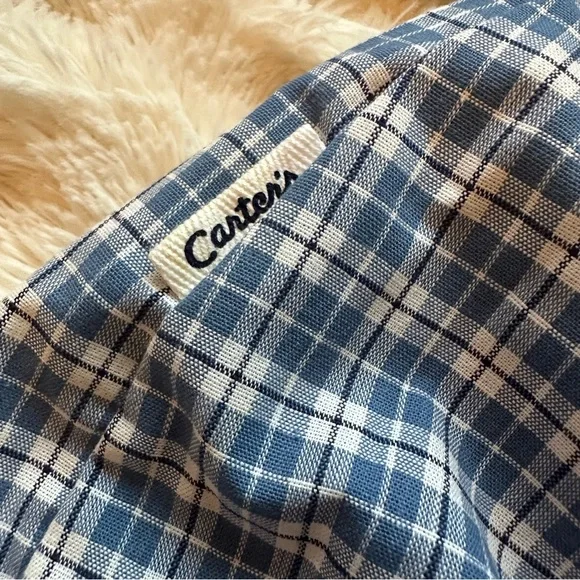 Vintage Carter’s Baby Girl Collar Blue Plaid Smocked Classic Romper 12-18m - Picture 11 of 11